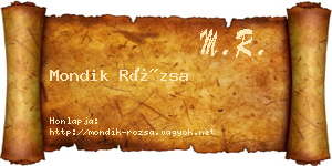 Mondik Rózsa névjegykártya